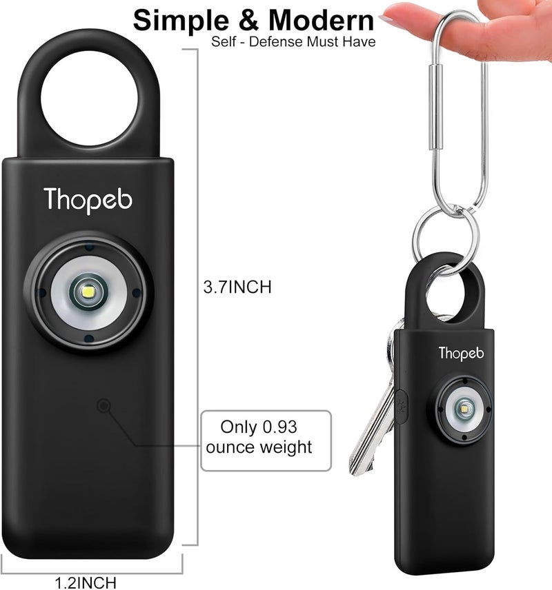 Thopeb – Personal Safety Alarm for Women–135dB Siren, Strobe Light and Rechargeable - Safety Alarm Keychain for Women (Charcoal) - Image 3